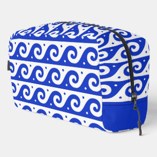 Greek Fret, Mediterranean Wave Pattern, Blue Dopp Kit
