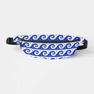 Greek Fret, Mediterranean Wave Pattern, Blue Fanny Pack