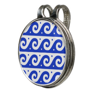 Greek Fret, Mediterranean Wave Pattern, Blue Golf Hat Clip
