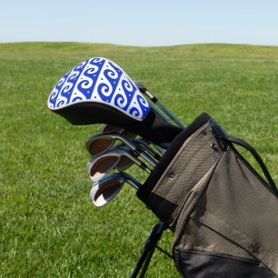 Greek Fret, Mediterranean Wave Pattern, Blue Golf Head Cover