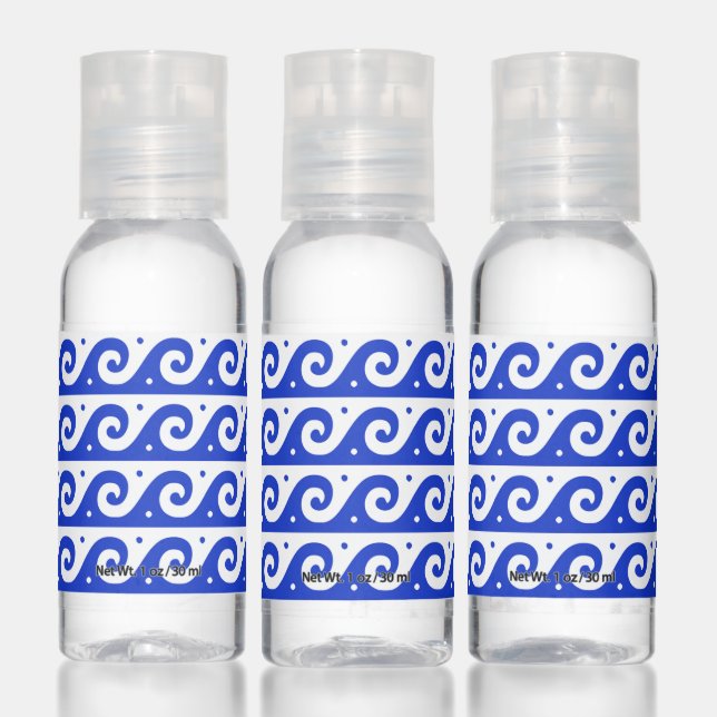 Greek Fret, Mediterranean Wave Pattern, Blue Hand Sanitizer (Set)