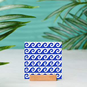 Greek Fret, Mediterranean Wave Pattern, Blue Holder