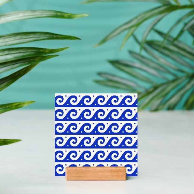 Greek Fret, Mediterranean Wave Pattern, Blue Holder (Insitu 2)