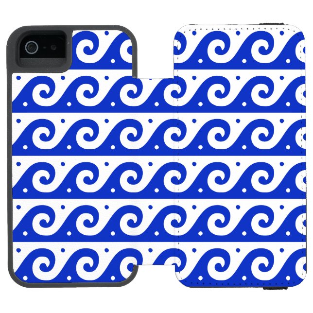 Greek Fret, Mediterranean Wave Pattern, Blue Incipio iPhone Wallet Case (Folio Open)