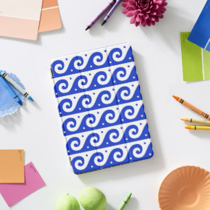 Greek Fret, Mediterranean Wave Pattern, Blue iPad Pro Cover