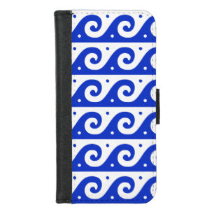 Greek Fret, Mediterranean Wave Pattern, Blue iPhone 8/7 Wallet Case