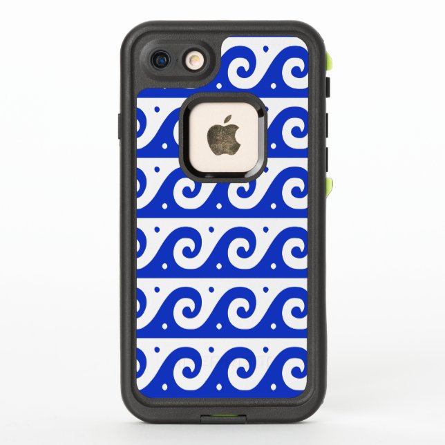 Greek Fret, Mediterranean Wave Pattern, Blue LifeProof iPhone Case (Back)