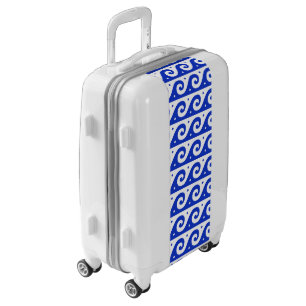 Greek Fret, Mediterranean Wave Pattern, Blue Luggage