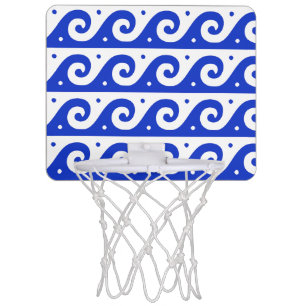 Greek Fret, Mediterranean Wave Pattern, Blue Mini Basketball Hoop