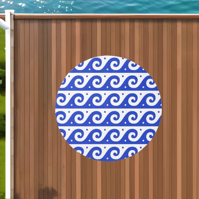 Greek Fret, Mediterranean Wave Pattern, Blue Outdoor Rug (Insitu (Outdoor 1))