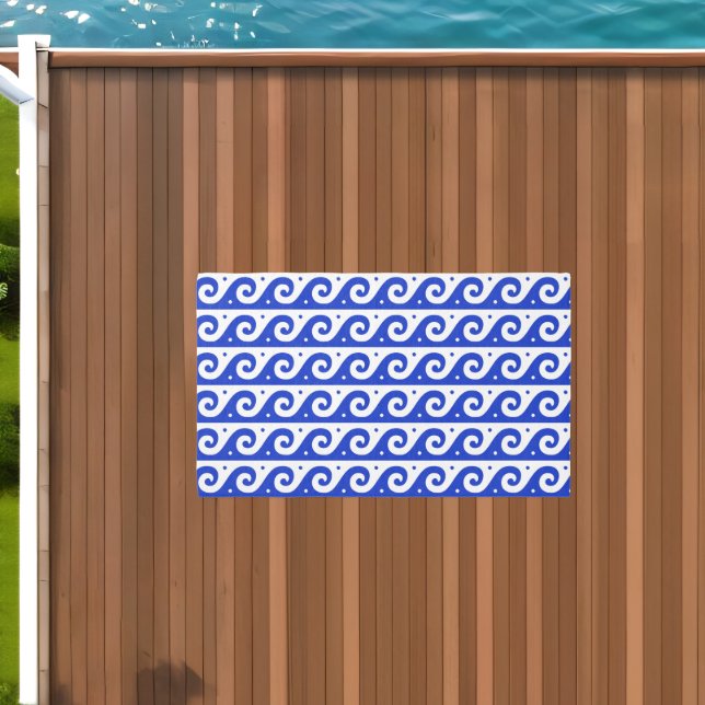 Greek Fret, Mediterranean Wave Pattern, Blue Outdoor Rug (Insitu (Outdoor 1))
