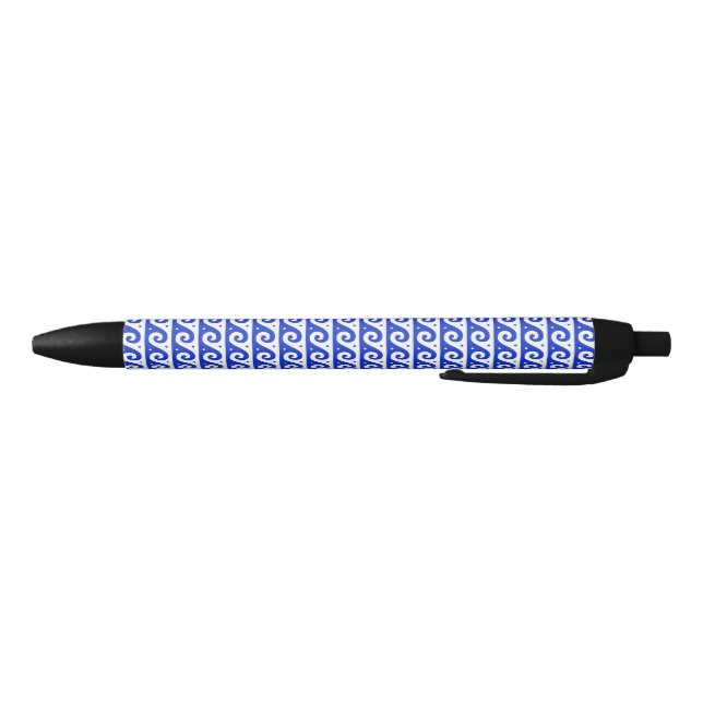 Greek Fret, Mediterranean Wave Pattern, Blue Pen (Bottom)