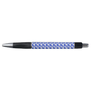 Greek Fret, Mediterranean Wave Pattern, Blue Pen