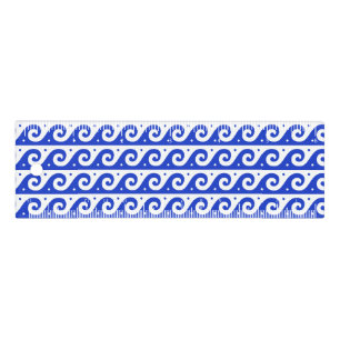 Greek Fret, Mediterranean Wave Pattern, Blue Ruler