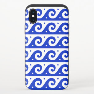 Greek Fret, Mediterranean Wave Pattern, Blue iPhone XS Slider Case