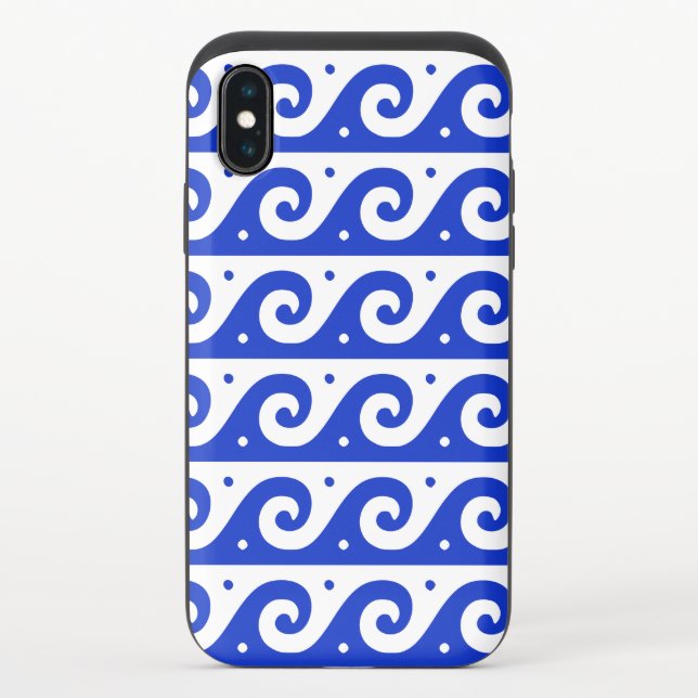 Greek Fret, Mediterranean Wave Pattern, Blue Uncommon iPhone Case (Back)