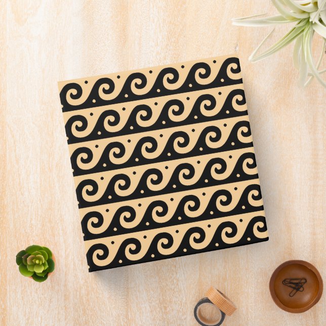 Greek Fret, Mediterranean Wave Pattern, Brown 3 Ring Binder (In Situ)