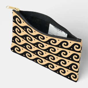 Greek Fret, Mediterranean Wave Pattern, Brown Accessory Pouch