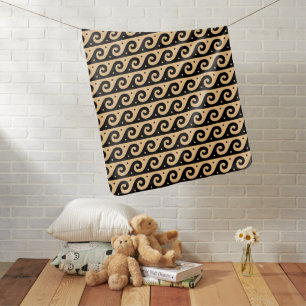 Greek Fret, Mediterranean Wave Pattern, Brown Baby Blanket