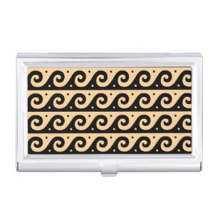 Greek Fret, Mediterranean Wave Pattern, Brown Business Card Case