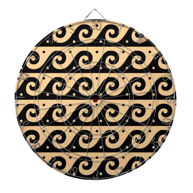 Greek Fret, Mediterranean Wave Pattern, Brown Dart Board (Front)