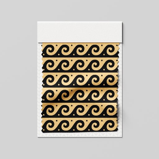 Greek Fret, Mediterranean Wave Pattern, Brown Fabric