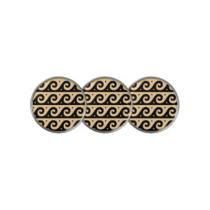 Greek Fret, Mediterranean Wave Pattern, Brown Golf Ball Marker