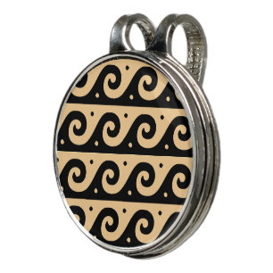 Greek Fret, Mediterranean Wave Pattern, Brown Golf Hat Clip