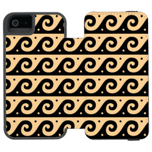Greek Fret, Mediterranean Wave Pattern, Brown iPhone SE/5/5s Wallet Case