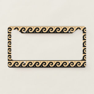 Greek Fret, Mediterranean Wave Pattern, Brown License Plate Frame