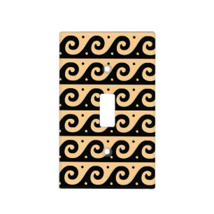 Greek Fret, Mediterranean Wave Pattern, Brown Light Switch Cover