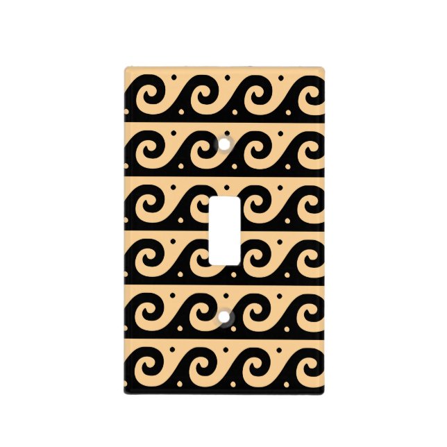 Greek Fret, Mediterranean Wave Pattern, Brown Light Switch Cover (Front)