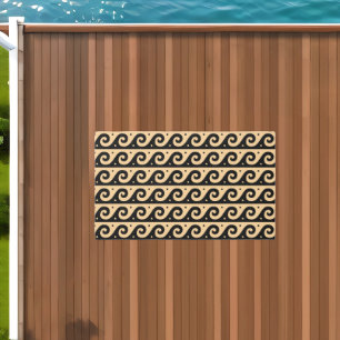 Greek Fret, Mediterranean Wave Pattern, Brown Outdoor Rug