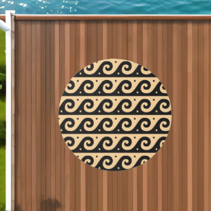 Greek Fret, Mediterranean Wave Pattern, Brown Outdoor Rug
