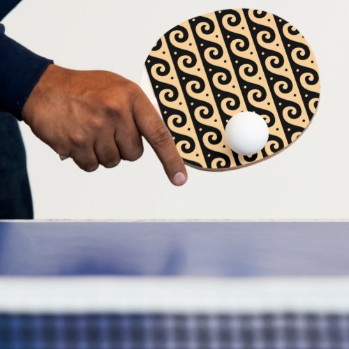 Greek Fret, Mediterranean Wave Pattern, Brown Ping Pong Paddle