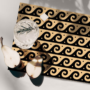 Greek Fret, Mediterranean Wave Pattern, Brown Placemat