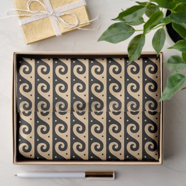 Greek Fret, Mediterranean Wave Pattern, Brown Tissue Paper (Gift)