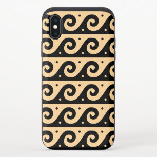 Greek Fret, Mediterranean Wave Pattern, Brown iPhone XS Slider Case