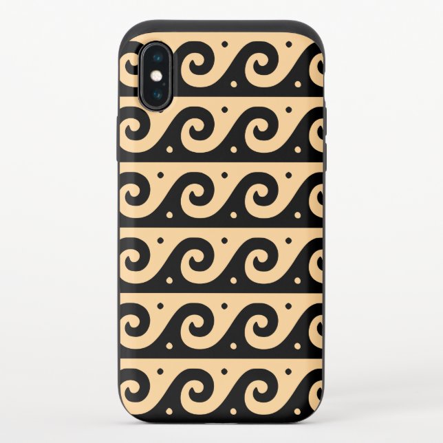 Greek Fret, Mediterranean Wave Pattern, Brown Uncommon iPhone Case (Back)