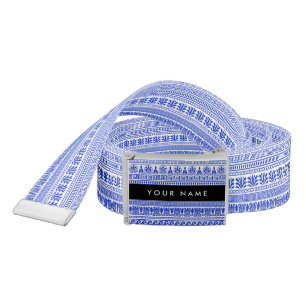 Greek Fret, Mixed Meander Key, Blue, Your Name Belt