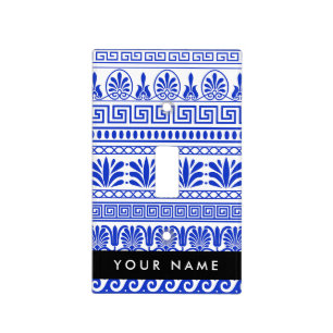 Greek Fret, Mixed Meander Key, Blue, Your Name Light Switch Cover
