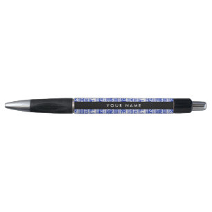 Greek Fret, Mixed Meander Key, Blue, Your Name Pen