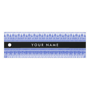 Greek Fret, Mixed Meander Key, Blue, Your Name Ruler