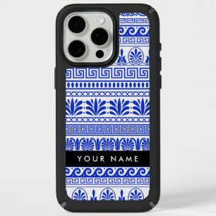 Greek Fret, Mixed Meander Key, Blue, Your Name iPhone 15 Pro Max Case