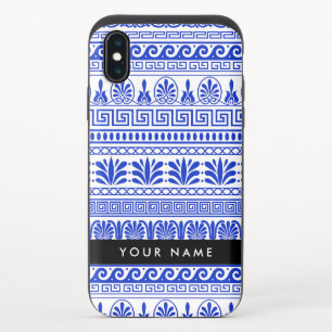 Greek Fret, Mixed Meander Key, Blue, Your Name iPhone XS Slider Case