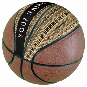 Greek Fret, Mixed Meander Key, Brown, Your Name Basketball