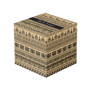 Greek Fret, Mixed Meander Key, Brown, Your Name Cube