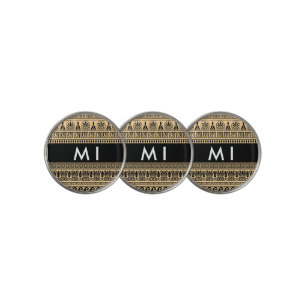 Greek Fret, Mixed Meander Key, Brown, Your Name Golf Ball Marker