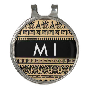 Greek Fret, Mixed Meander Key, Brown, Your Name Golf Hat Clip