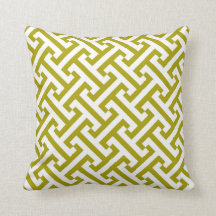 Greek Geometric Pattern Chartreuse Green and White